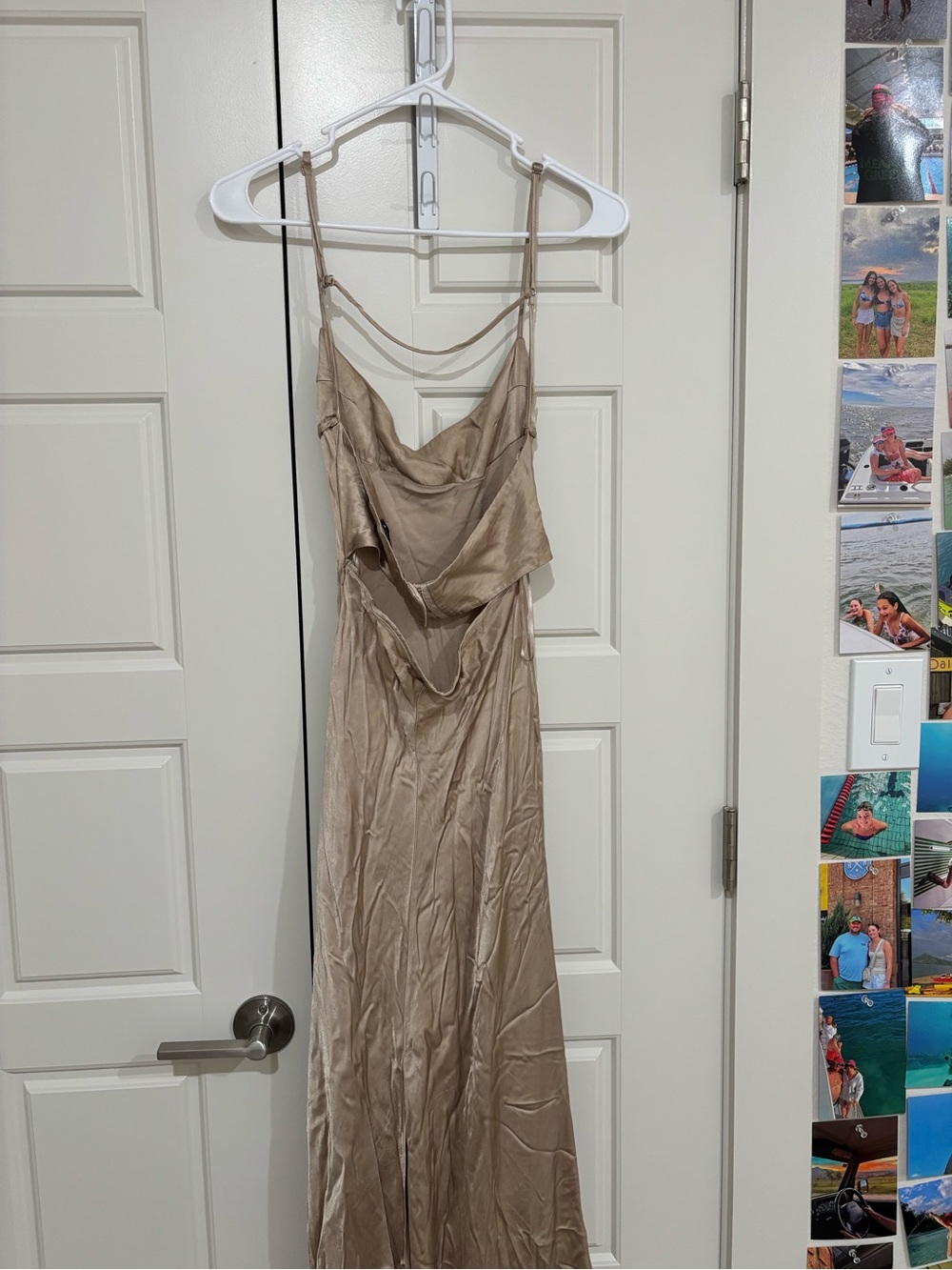 Zara Satin Slip Maxi Dress in Champagne